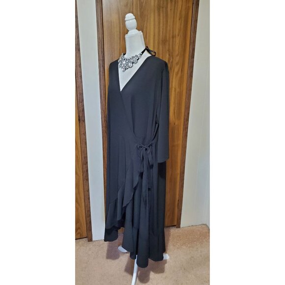 TERRA & SKY WRAP DRESS COLOR BLACK 3/4 SLEEVE  SIZE 3X - Picture 5 of 7